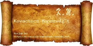 Kovacsics Manszvét névjegykártya